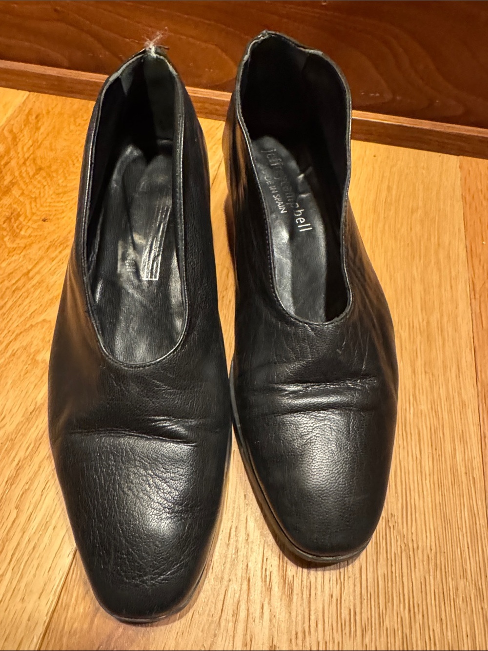 Jeffrey Campbell Black Leather Square-Toe Heels